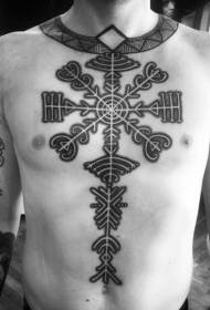 chest and abdomen black mysterious decorative tattoo pattern