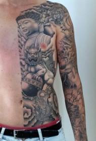 Tang Lion Tattoo Pattern nero asiatico tradizionale del braccio e dell'addome maschio asiatico Tang Statue