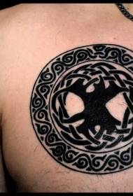 градите црна Кајл специјален стил круг со дрво шема тетоважа