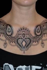 Àyà tatuu aṣọ awọtẹlẹ lace dudu