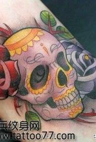 voet skedel rose tattoo patroon