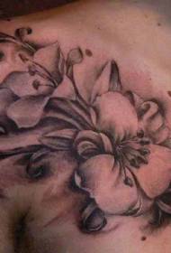 modello di tatuaggio floreale nero grigio spalla inchiostro