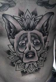 Черная линия брюшного укуса с оригинальным рисунком татуировки собаки
