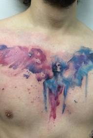 borst splash inkt geschilderd vleugels engel tattoo patroon
