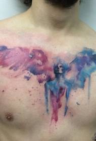 Inchiostru di petto splash pittatu ali modello di tatuaggi di anghjulu