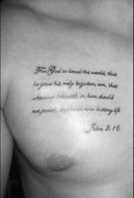 гърдите красиво черно религиозно писмо татуировка модел
