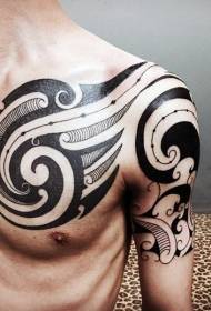 half-simplified black and white tribal totem tattoo pattern