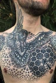 style ng dibdib na tuldok ng dibdib kuwadro na hugis ng burloloy na pattern ng tattoo