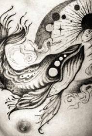 Slika tetovaža kitova mužjaka kitova prsnog koša