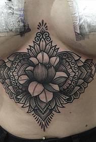 груди лотос ванільний чорно-сірий сексуальний татуювання візерунок