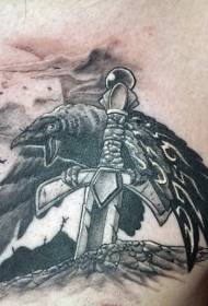 gjoks gri i zi gri dhe model tatuazhi me kamion
