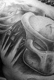 immagine del tatuaggio stile 3D grigio nero petto