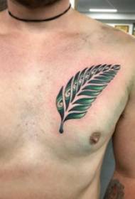 grudi tetovaža muški dječaci u prsima u boji lišće tetovaža slike