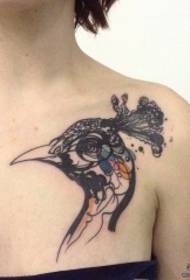 Brust sexy Linie Pfau Spritzen Tinte Tattoo-Muster