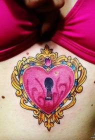 prsa u obliku srca dragulja zaključavanje seksi tetovaža uzorak