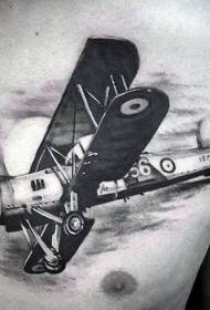 stile realistico petto modello di tatuaggio divertente combattente in bianco e nero