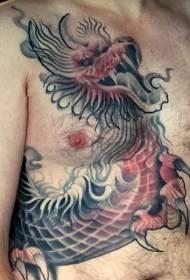 Modeli Tattoo Dragon shumëngjyrësh me gjoks