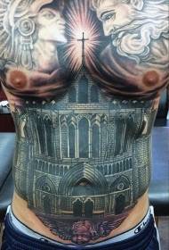 Addome squisita chiesa nera tatuaggio modello