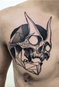 Padrão Gravura Peito Estilo Tatuagem Esqueleto Diabo Negro