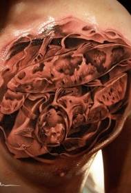 胸の現実的なイカのタトゥーパターン