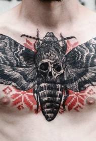 стил на резба на градите голема шема на тетоважи со пеперутки и черепи