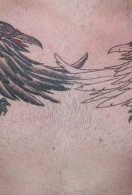 černé a bílé vrána tetování vzor hrudníku
