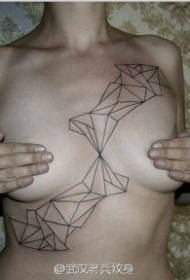 brusto nigra abstrakta geometria linio tatuaje