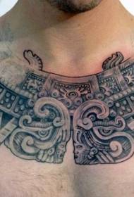 Peito preto personalidade maia escultura antiga tatuagem padrão