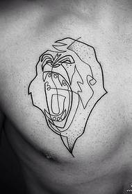 груди точка шип мінімалістичний лінія татуювання орангутанг