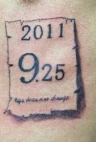 modello di tatuaggio calendario maschile petto speciale