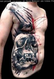 abdomen kleur grut gebiet skull tattoo patroan