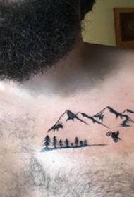 Tattoo prsa muški dječaci prsa crna slika krajolik tetovaža