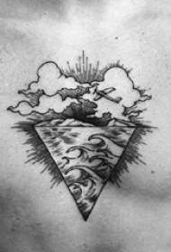 dječaci na prsima na crno sivoj skici bodljikavi trik kreativne slike spreja za tetoviranje