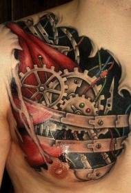 mehanički zupčanik u boji grudi i uzorak tetovaže mišića