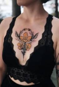 stíl tattoo Floral cófra Floral 9 Leagann an patrún tattoo bláth cófra