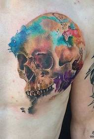 modello del tatuaggio del tatuaggio dipinto inchiostro della spruzzata del cranio del petto