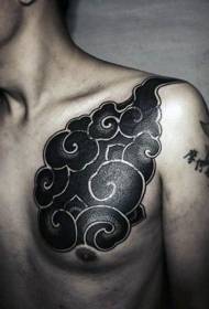 klatka piersiowa czarny pomyślny wzór tatuażu