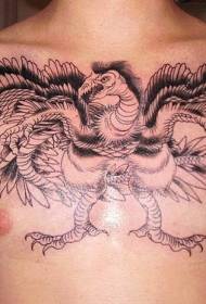 Padrão de tatuagem preta no peito pássaro monstro