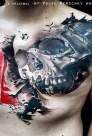 bröst rött kors och skalleLetter Tattoo Pattern