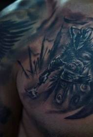 гърдите черен тъмен фентъзи воин татуировка модел