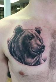 garçons poitrine noir point épine simple ligne petit animal ours tatouage photos