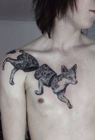 不尋常的風格黑狐狸胸部身體圖案