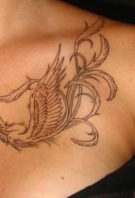 bryst smukke sort linje Phoenix tatoveringsmønster