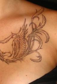Sider sabiħ b'disinn tat-tatwaġġ tal-linja sewda phoenix