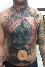 borsttattoo Jongens vol met gekleurde vogel tattoo-foto's