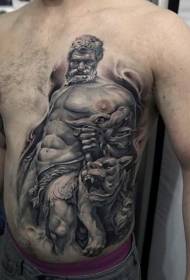 chest and abdomen personality celebrity statue tattoo pattern