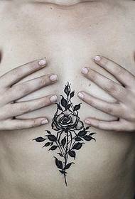 boob European and American rose sexy tattoo pattern