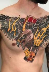 Tatuaggio fiore petto super bello scuola animale grande V fiore petto tatuaggio immagine