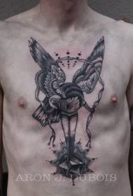 patró de tatuatge d'àguila a la cama humana a l'estil de fantasia negra