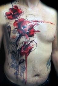 rosa tatuaggio figura maschio petto colore rosa tatuaggio foto